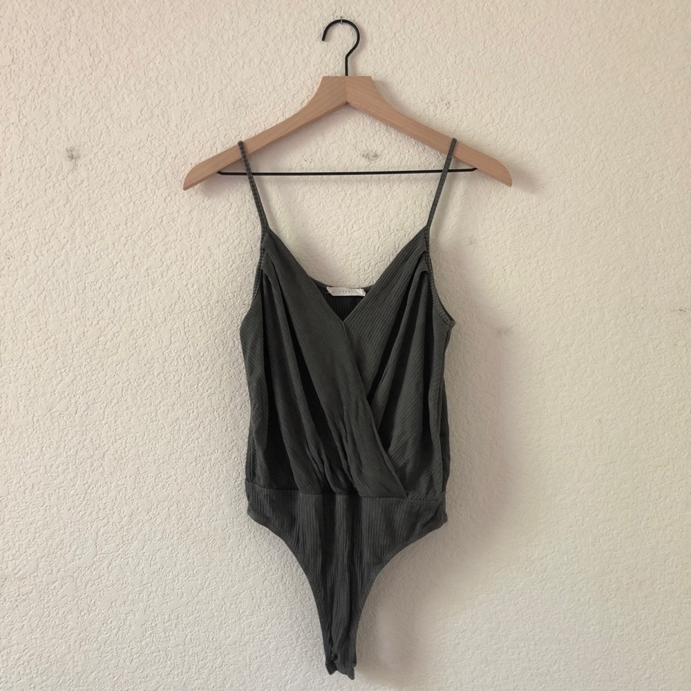 Lush Ribbed Faux Wrap Bodysuit